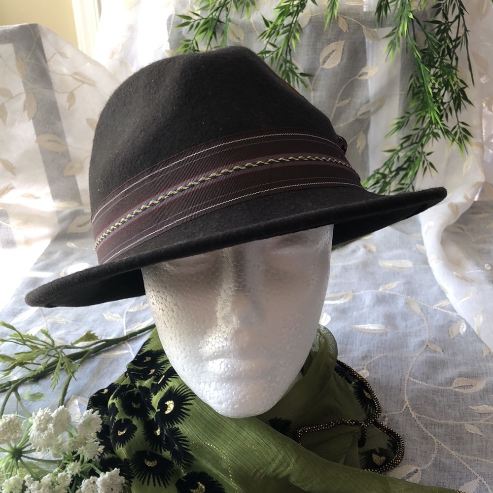 Stacy Adams 100% Wool CHOCOLATE Fedora Hat MEDIUM